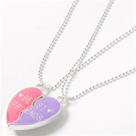 Best Friends Pink And Purple Heart Pendant Necklaces 2 Pack Claires