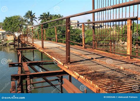 Old Rusty Iron Bridge Over A River Stock Photo Image Of Caribbean