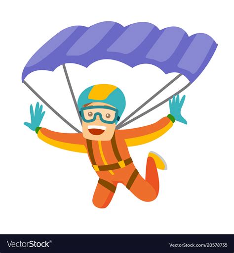 Caucasian White Man Flying With A Parachute Vector Image