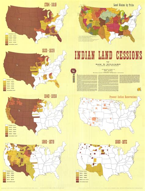 United States Indian Land Cessions 1790 1972 Native American Map