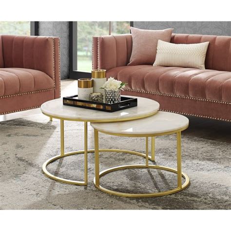 Rectangular coffee tables are a natural fit in front of the sofa, while round ones make for a communal entertaining spot. Inspired Home Asbille Nesting Coffee Table Round Natural ...