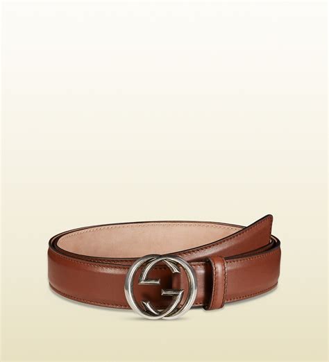 Gucci Leather Belt With Interlocking G Buckle In Brown For Men Lyst