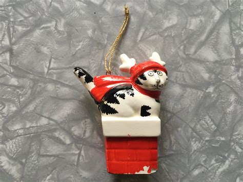 1981 Klibans Cats Ceramic Christmas Ornament B Kliban Etsy