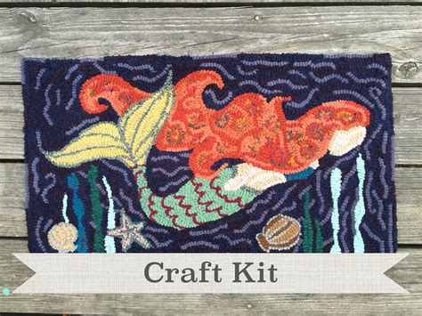 Kits Jellyfish Beginner Primitive Rug Hooking Kit With Cut Wool Fabric