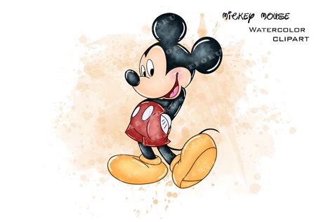 Mickey Mouse Clipart Mickey Watercolor Watercolor Mickey Etsy New Zealand