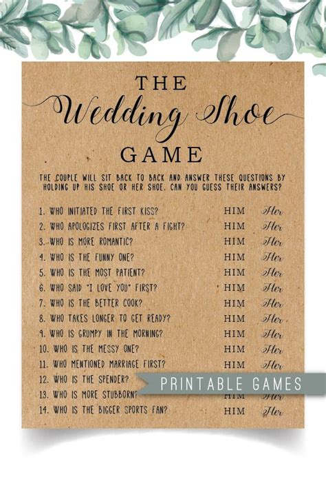 The Wedding Shoe Game Bridal Shower Games Wedding Shower Etsy Bridal Shower Planning