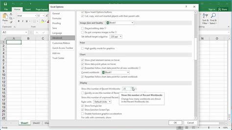 How To Change Number Of Recent Workbooks Displayed In Excel 2016 Youtube