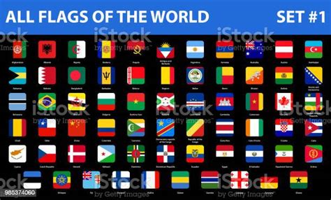 All Flags Of The World In Alphabetical Order Flat Style Set 1 Of 3