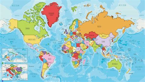 Highly Detailed World Map Vector Illustration With Different Colors For