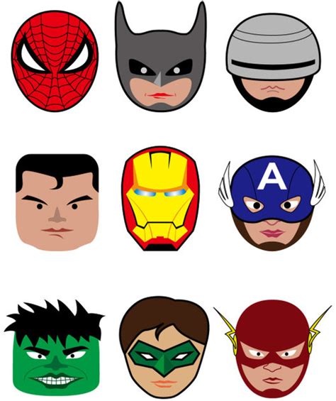 Cartoon Superheroes Head Portrait Vector Free Vector In Adobe