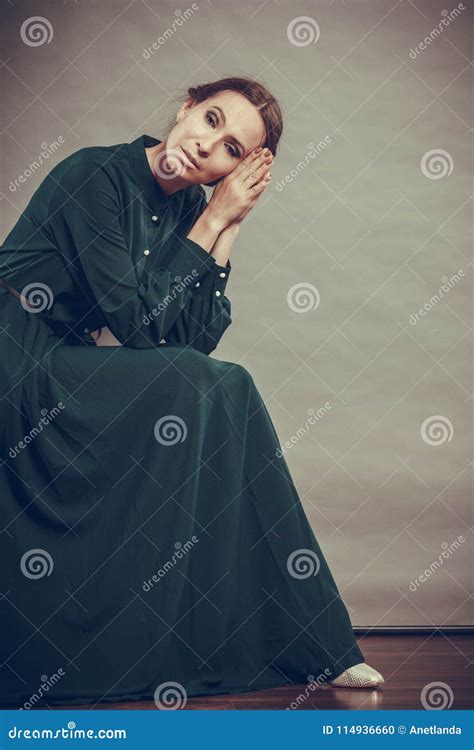 Sad Woman Retro Style Portrait Stock Photo Image Of Fashioned