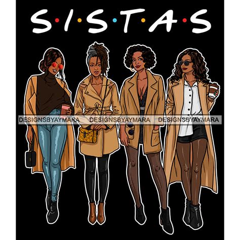 sassy sista s sisters stepping out in trench coats jackets svg png vector clipart cricut