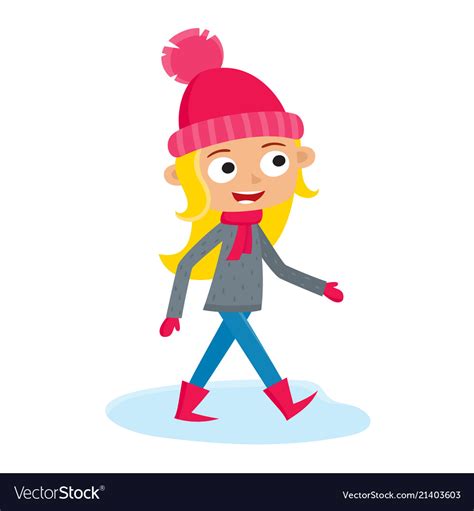 Girl Teenage Walking Cartoon Royalty Free Vector Image