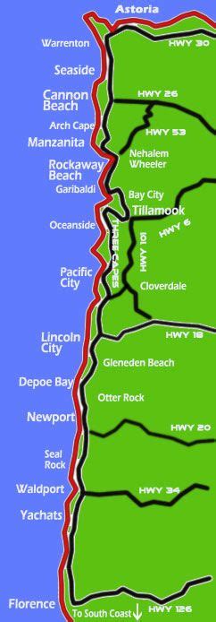 Oregon Coast Map And Mileage Chart Map Of Oregon Coast And Miles