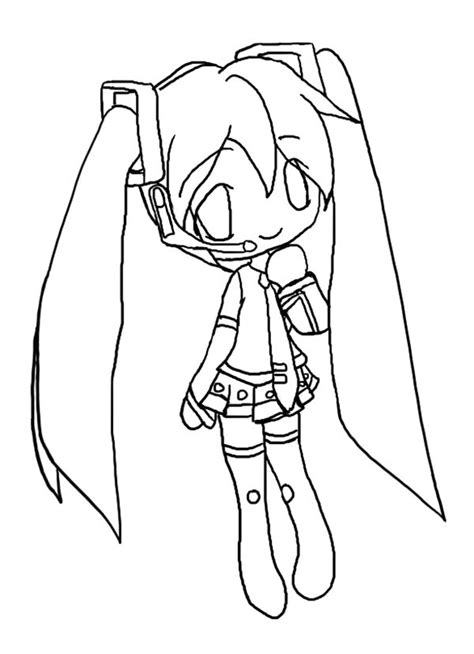 Cute Hatsune Miku Chibi Drawing Coloring Page Netart Chibi Coloring