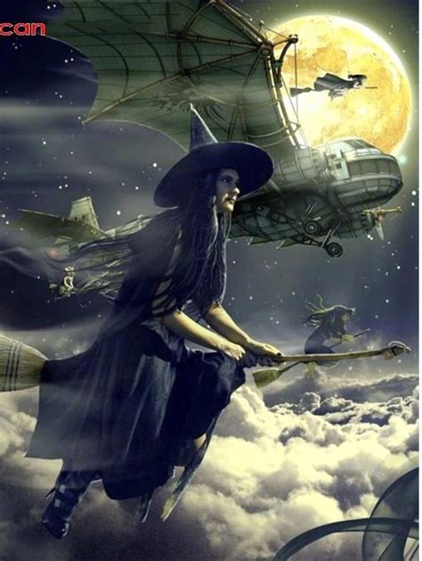 Us Seller X Cm Halloween Witches Flying On Broomsticks Etsy Bruxas