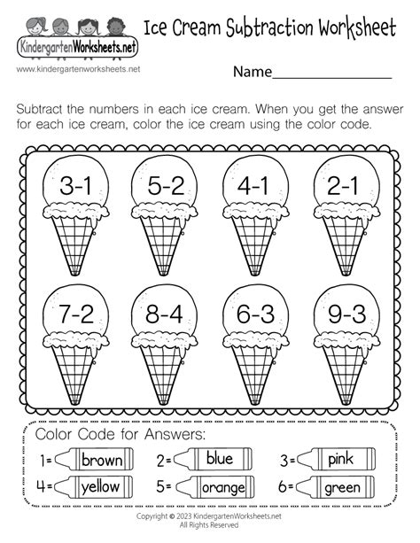 Free Printable Subtracting Math Practice Worksheet For Kindergarten