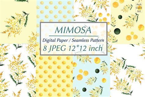 Watercolor Mimosas Digital Paper Graphic By Anaguziiart · Creative Fabrica