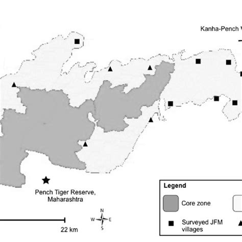 Study Location Pench Tiger Reserve Madhya Pradesh With Surveyed