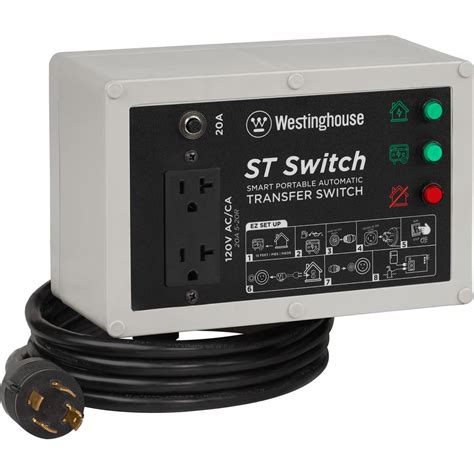 Generac transfer switches make it possible to switch between utility and generator power. Westinghouse 120-Volt 20-Amp Portable Automatic Transfer Switch with Smart Technology-STS1 - The ...
