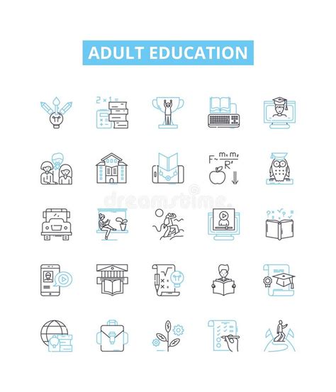 Adult Education Vector Line Icons Set Adult Education Learning Instruction Training