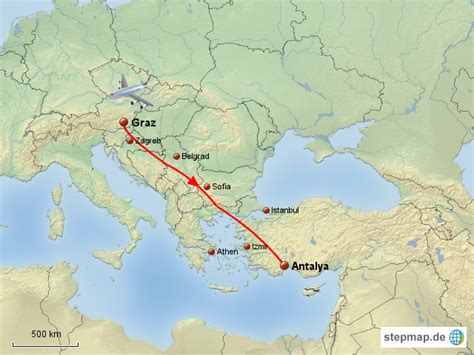 Antalya haritasında değerlendirmeler, yorumlar ve fotoğrafları olan popüler mekanlar ve kurumlar yer alıyor. Flug Graz - Antalya von walterhel - Landkarte für Osteuropa