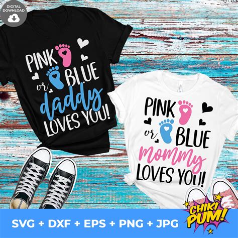 Download Pink or Blue Mommy & Daddy Loves You SVG • Gender Reveal shirts SVG