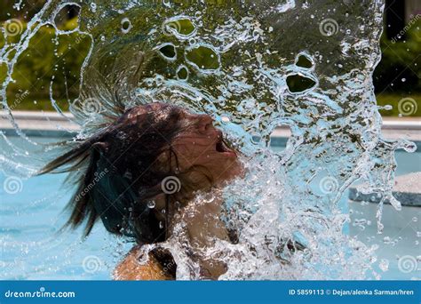 Woman Flipping Wet Hair Stock Photos Image 5859113