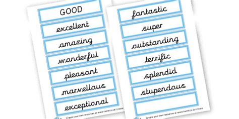 Different Words For Good Synonym Word Cards Teacher Made