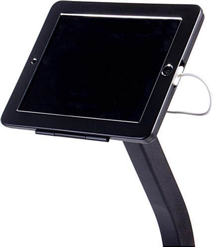 Black Ipad Stand Locking Enclosure With Integrated Charging