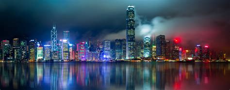 Hong Kong City Wallpaper 4k Skyline Body Of Water Reflection