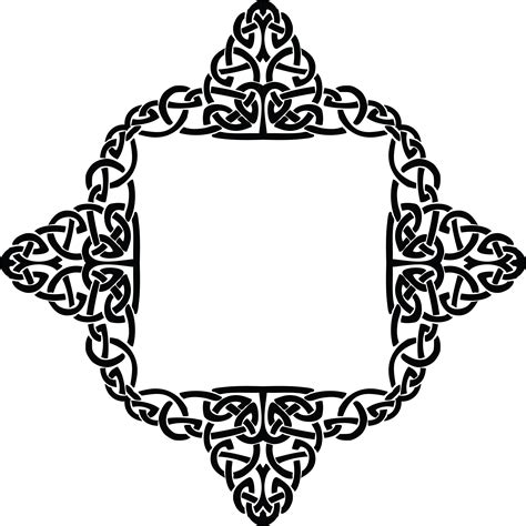 Free Clipart Of A Celtic Diamond Frame Border Design Element In Black