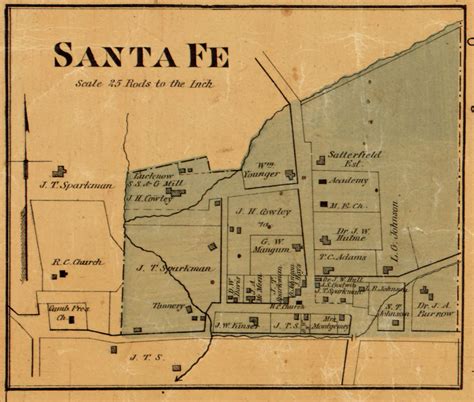 Santa Fe Village District No 18 Tennessee 1878 Old Town Map Custom