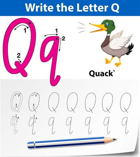 letter q tracing alphabet worksheets 693519 vector art at