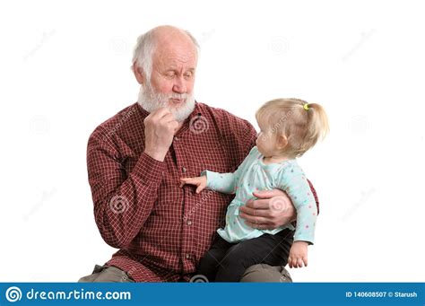 Old Good Grandpa And His Little Granddaughter Stock Image Image Of Cheerful Bonding 140608507