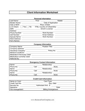 The federal bureau of investigation (fbi) is the domestic intelligence and security service of the united states and its principal federal law enforcement agency. 5 Free Client Information Sheet Templates - Word - Excel ...