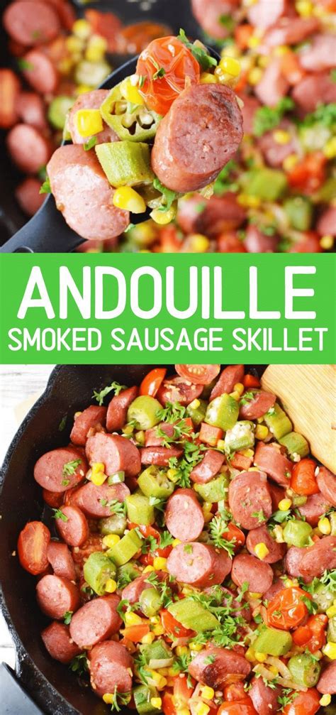 July 12, 2020 by david. Andouille Smoked Sausage Skillet is a one pot dinner recipe drowning in delicious garlic flavors ...