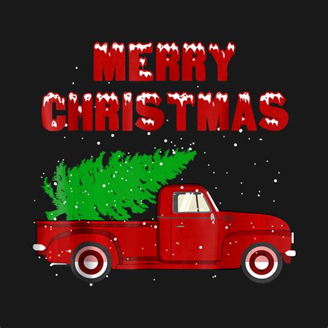 Vintage Red Truck With Merry Christmas Tree Vintage Red Truck With