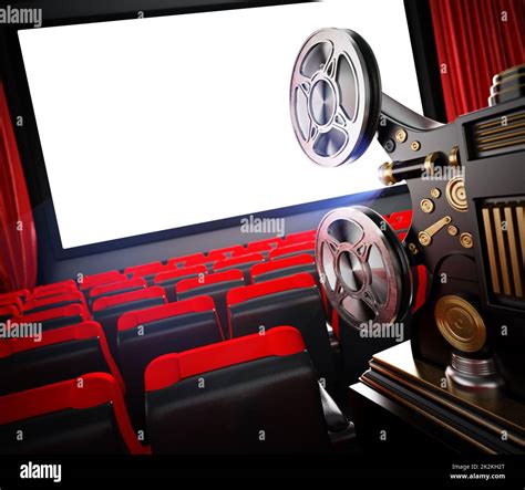 Vintage Cinema Projector In Cinema Theater 3d Illustration Stock Photo