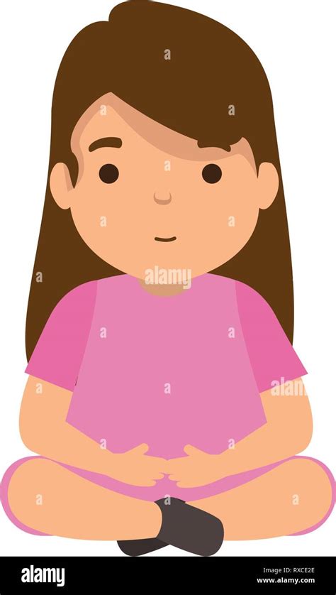 Cute Little Girl Seated Character Stock Vector Image And Art Alamy