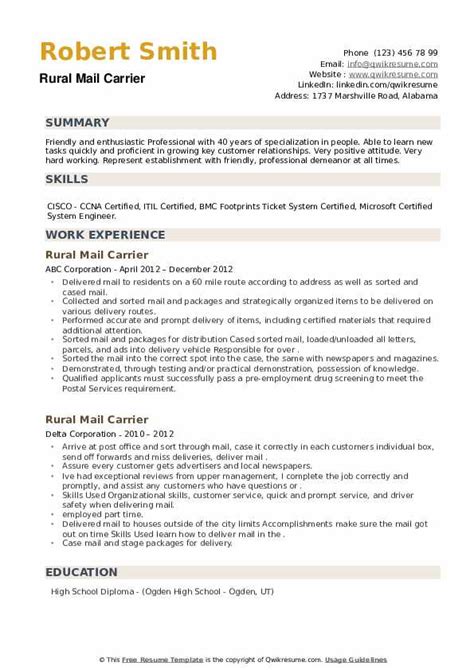 A career summary is basically a summary of your positive points and aspects, and other attributes that you have, that would be beneficial to the employer. Rural Mail Carrier Resume Samples | QwikResume