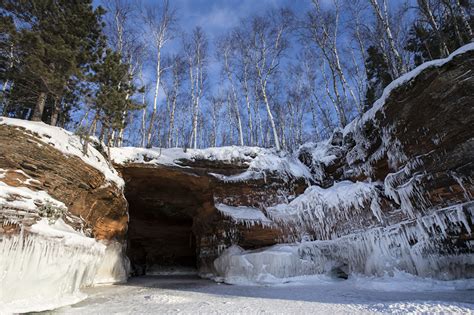 Pictures Birch Caves Winter Nature Snow