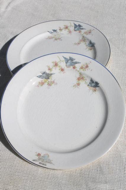 Vintage Bluebird Of Happiness Plates Antique Dishes W Carrollton