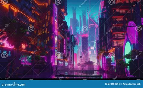 A Bustling Neon Cityscape With Towering Skyscrapers Made Of Pulsing