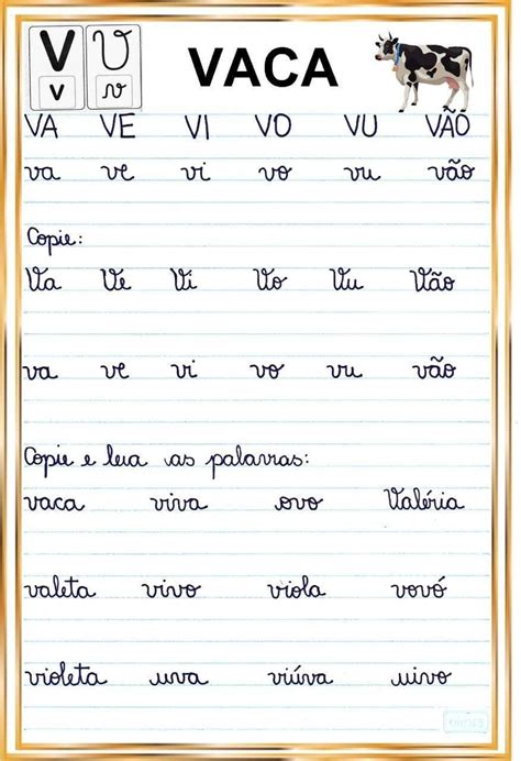 Fichas De Leitura Em Letra Cursiva alfabetização 1C2
