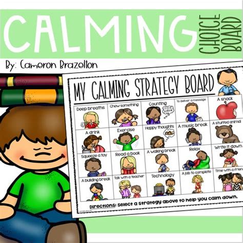 Calm Down Corner Calming Strategy Choice Board Poster Handout Calming