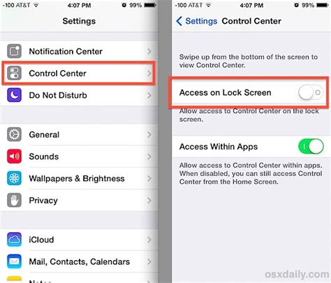 How To Prevent Control Center Access From Lock Screen Of Ios Compsmag