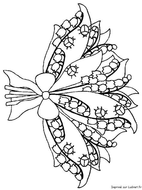 Pourquoi ne pas offrir ou s'offrir des brins de muguets ! Coloriage d'un bouquet de muguet