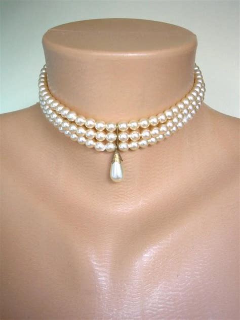 Vintage Pearl Choker Vintage Sphinx Pearls Strand Pearl Drop Pearl Necklace Bridal Pearls