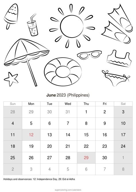 June 2023 Calendar Philippines